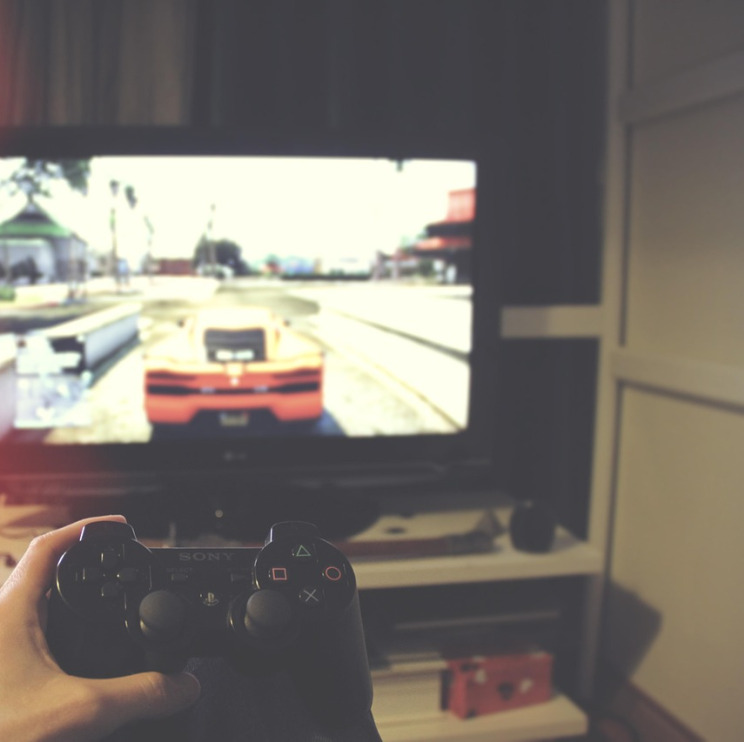 neon game controller dark
